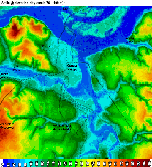 Zoom OUT 2x Smila, Ukraine elevation map