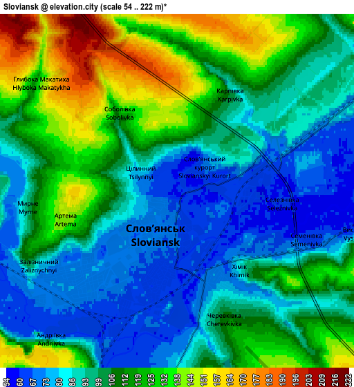 Zoom OUT 2x Sloviansk, Ukraine elevation map