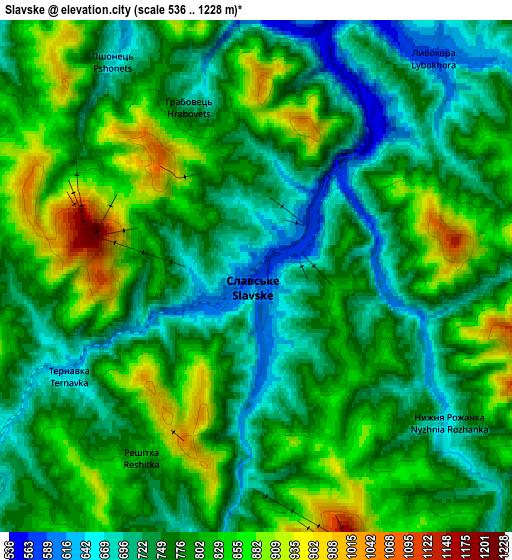 Zoom OUT 2x Slavske, Ukraine elevation map