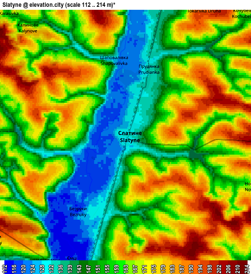 Zoom OUT 2x Slatyne, Ukraine elevation map