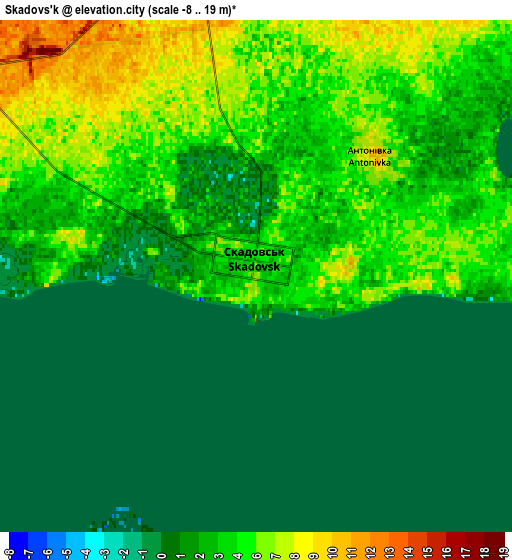 Zoom OUT 2x Skadovs’k, Ukraine elevation map