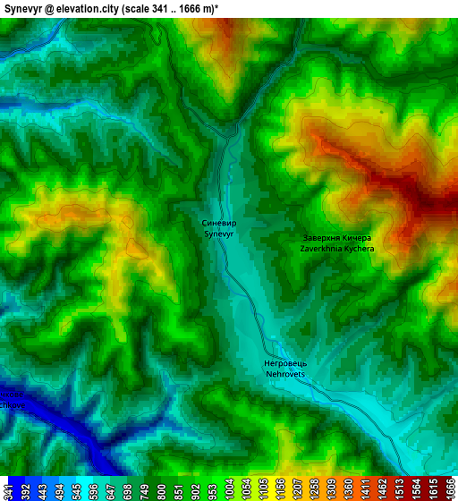 Zoom OUT 2x Synevyr, Ukraine elevation map