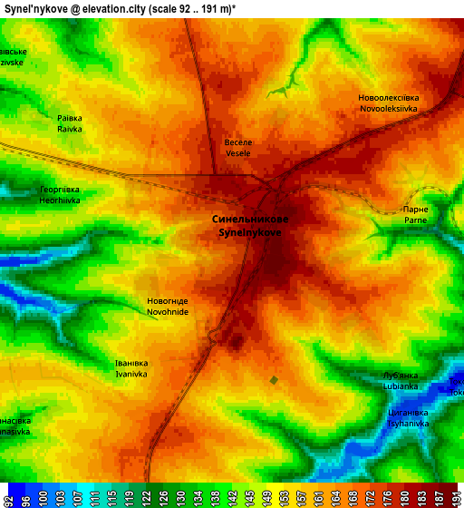 Zoom OUT 2x Synel’nykove, Ukraine elevation map