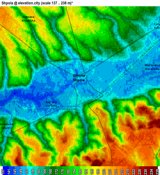 Zoom OUT 2x Shpola, Ukraine elevation map