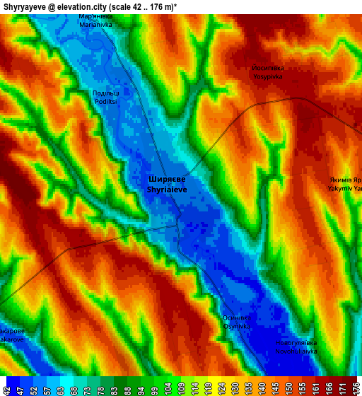 Zoom OUT 2x Shyryayeve, Ukraine elevation map