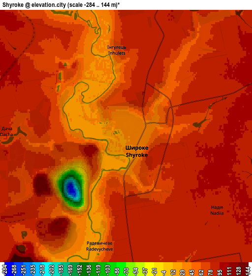 Zoom OUT 2x Shyroke, Ukraine elevation map