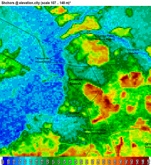 Zoom OUT 2x Shchors, Ukraine elevation map