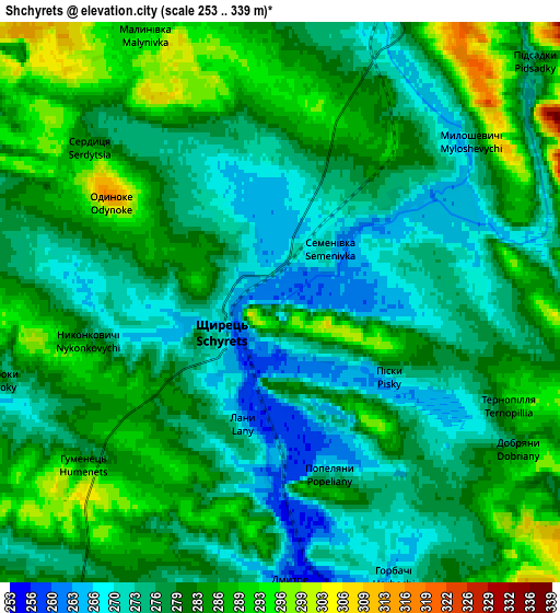 Zoom OUT 2x Shchyrets, Ukraine elevation map