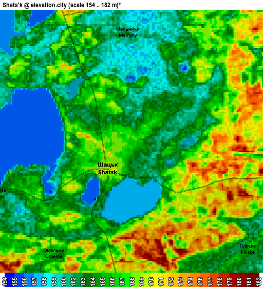 Zoom OUT 2x Shats’k, Ukraine elevation map