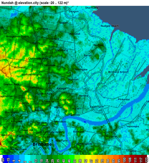 Zoom OUT 2x Nundah, Australia elevation map