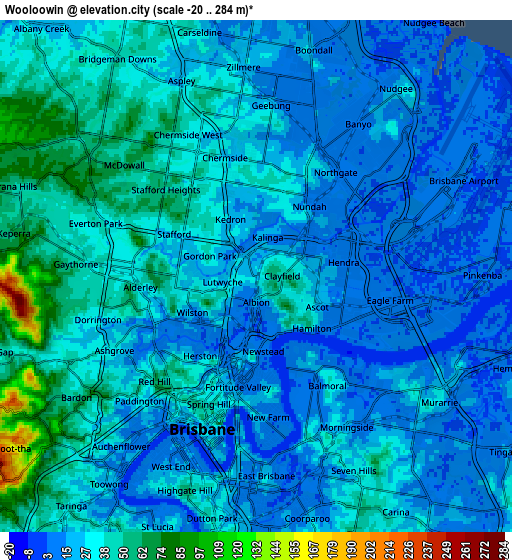 Zoom OUT 2x Wooloowin, Australia elevation map