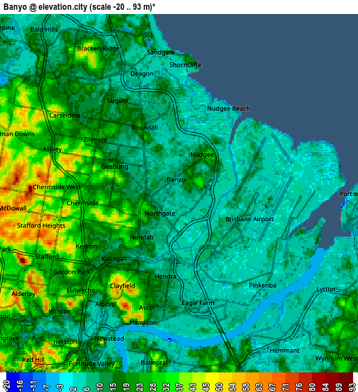 Zoom OUT 2x Banyo, Australia elevation map