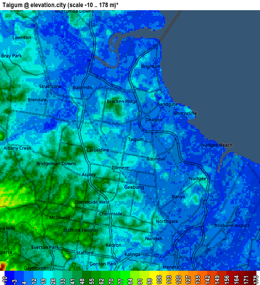 Zoom OUT 2x Taigum, Australia elevation map