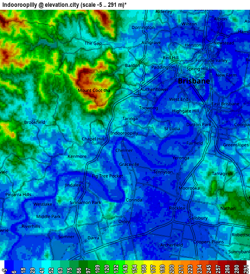 Zoom OUT 2x Indooroopilly, Australia elevation map