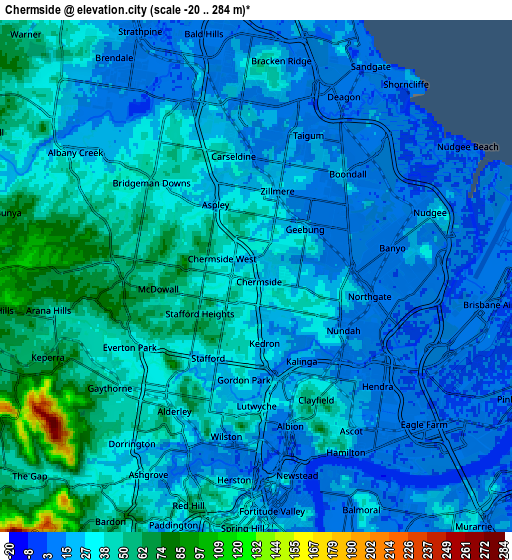Zoom OUT 2x Chermside, Australia elevation map