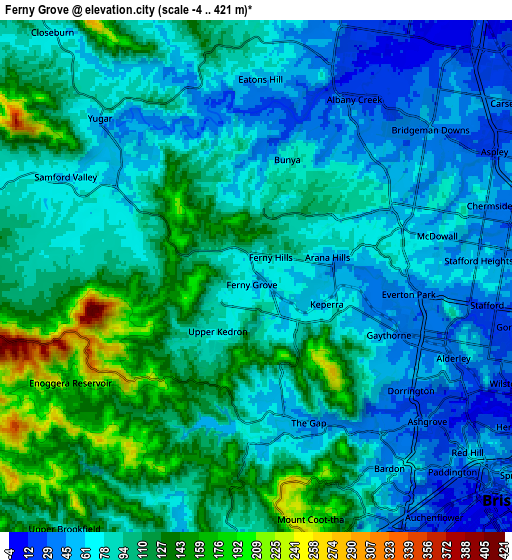 Zoom OUT 2x Ferny Grove, Australia elevation map