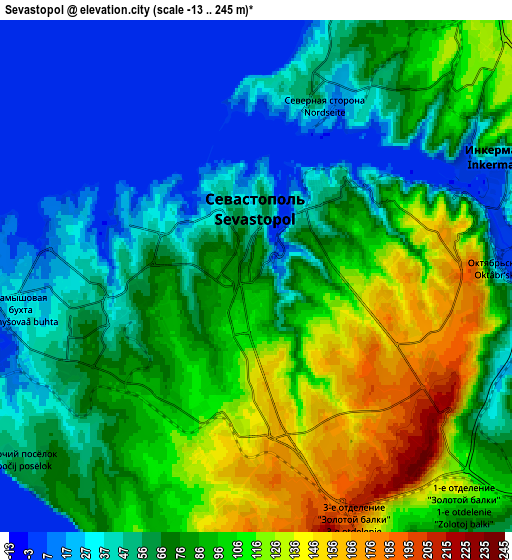 Zoom OUT 2x Sevastopol, Ukraine elevation map