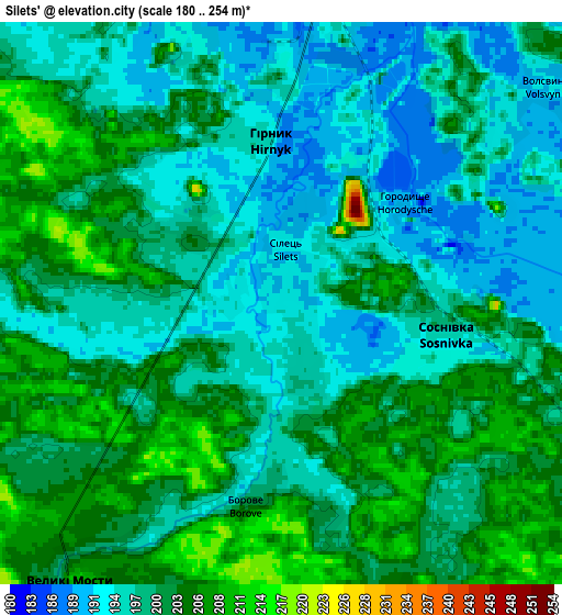 Zoom OUT 2x Silets’, Ukraine elevation map