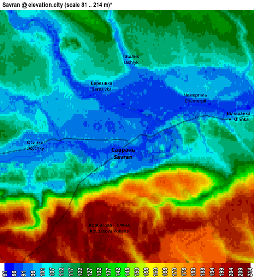 Zoom OUT 2x Savran, Ukraine elevation map