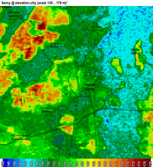 Zoom OUT 2x Sarny, Ukraine elevation map