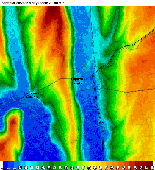 Zoom OUT 2x Sarata, Ukraine elevation map