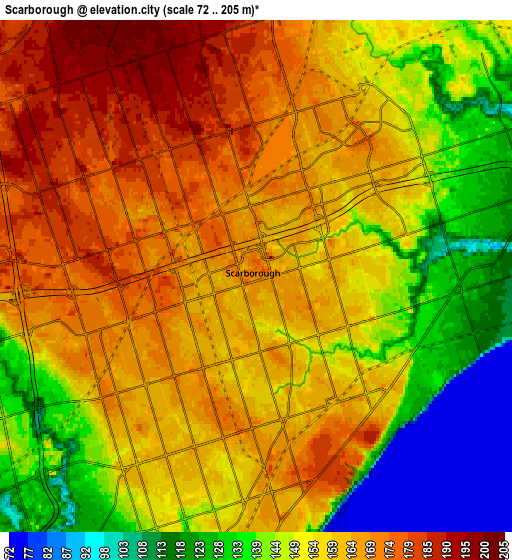 Zoom OUT 2x Scarborough, Canada elevation map