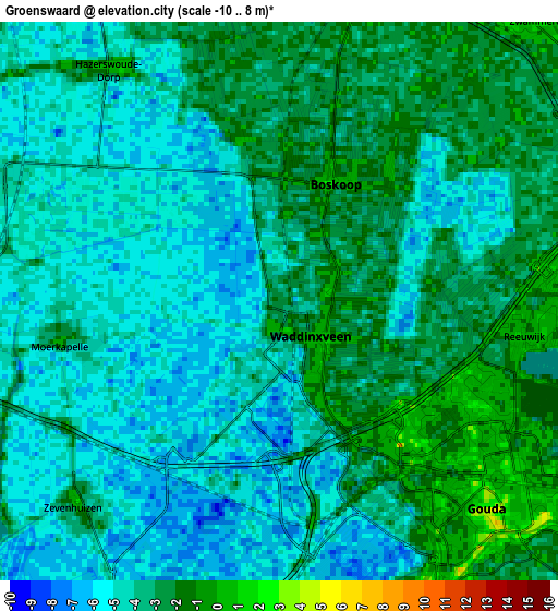 Zoom OUT 2x Groenswaard, Netherlands elevation map