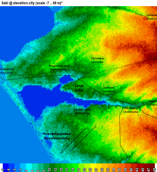 Zoom OUT 2x Saki, Ukraine elevation map