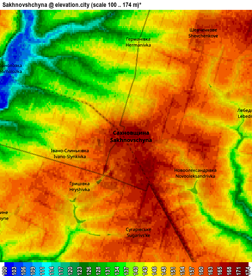 Zoom OUT 2x Sakhnovshchyna, Ukraine elevation map