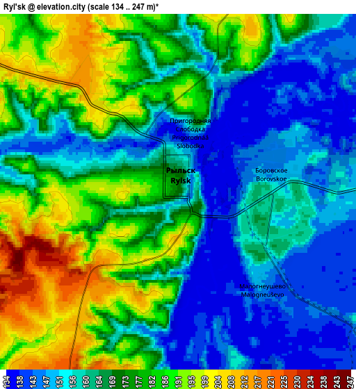 Zoom OUT 2x Ryl’sk, Russia elevation map