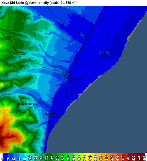 Zoom OUT 2x Nova Siri Scalo, Italy elevation map