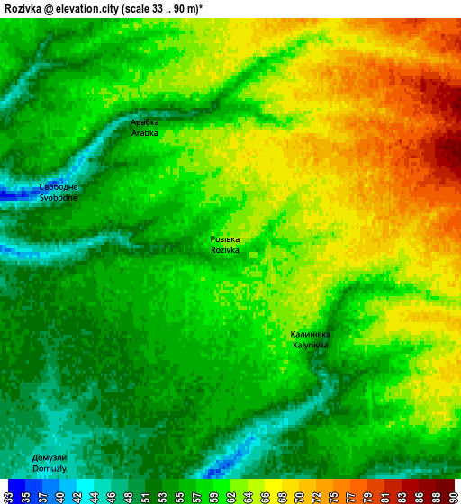 Zoom OUT 2x Rozivka, Ukraine elevation map