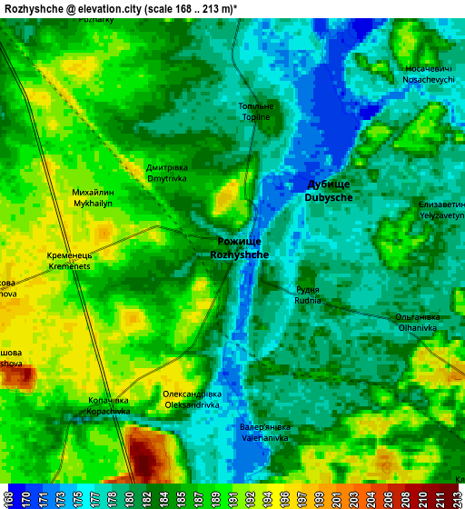 Zoom OUT 2x Rozhyshche, Ukraine elevation map