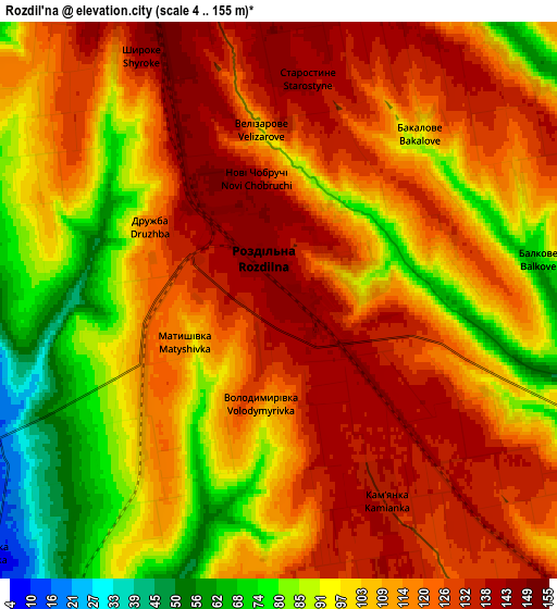 Zoom OUT 2x Rozdil’na, Ukraine elevation map