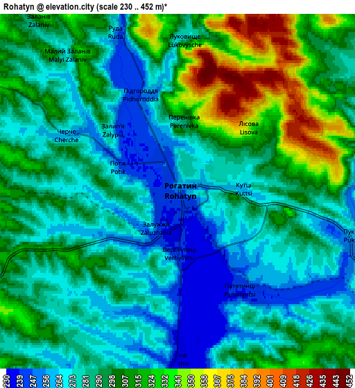 Zoom OUT 2x Rohatyn, Ukraine elevation map