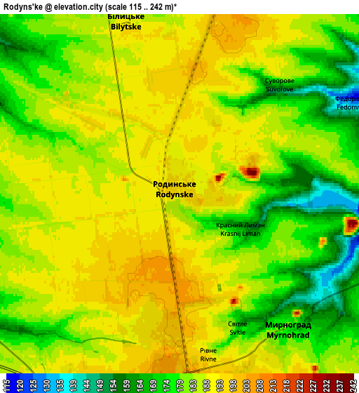 Zoom OUT 2x Rodyns’ke, Ukraine elevation map