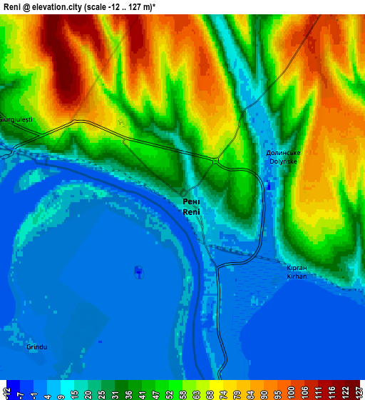 Zoom OUT 2x Reni, Ukraine elevation map