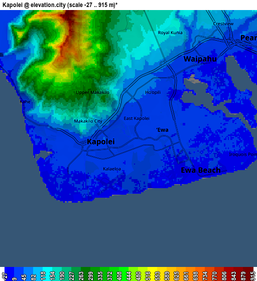 Zoom OUT 2x Kapolei, United States elevation map