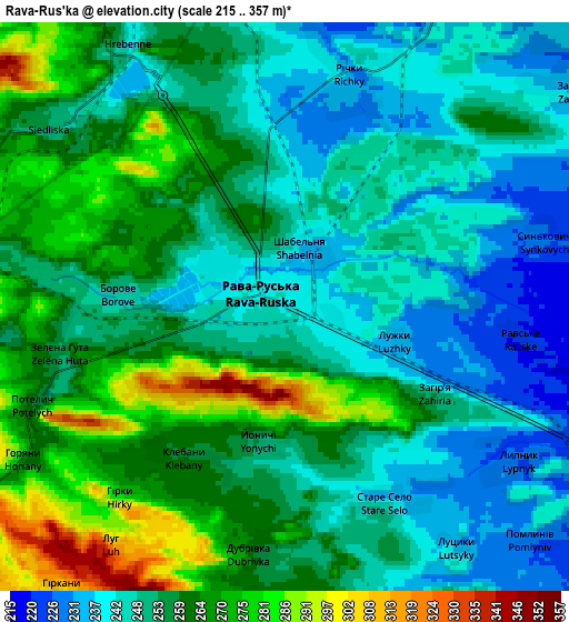 Zoom OUT 2x Rava-Rus’ka, Ukraine elevation map