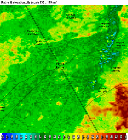 Zoom OUT 2x Ratne, Ukraine elevation map