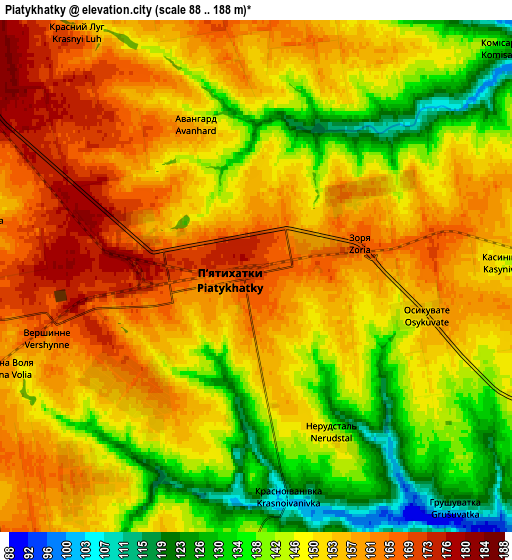 Zoom OUT 2x Piatykhatky, Ukraine elevation map