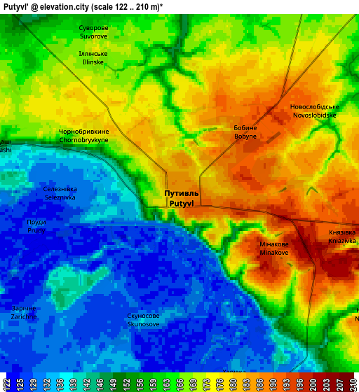 Zoom OUT 2x Putyvl’, Ukraine elevation map