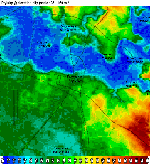 Zoom OUT 2x Pryluky, Ukraine elevation map