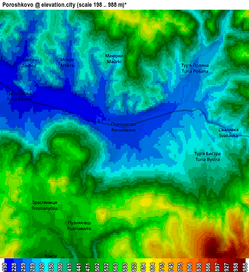 Zoom OUT 2x Poroshkovo, Ukraine elevation map