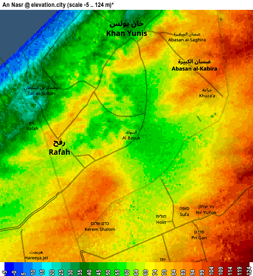 Zoom OUT 2x An Naşr, Palestinian Territory elevation map