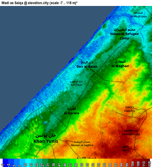 Zoom OUT 2x Wādī as Salqā, Palestinian Territory elevation map
