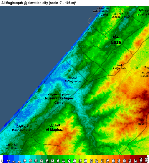 Zoom OUT 2x Al Mughrāqah, Palestinian Territory elevation map