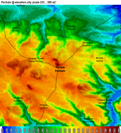 Zoom OUT 2x Pochaiv, Ukraine elevation map