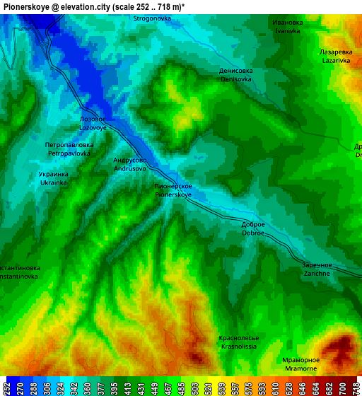 Zoom OUT 2x Pionerskoye, Ukraine elevation map