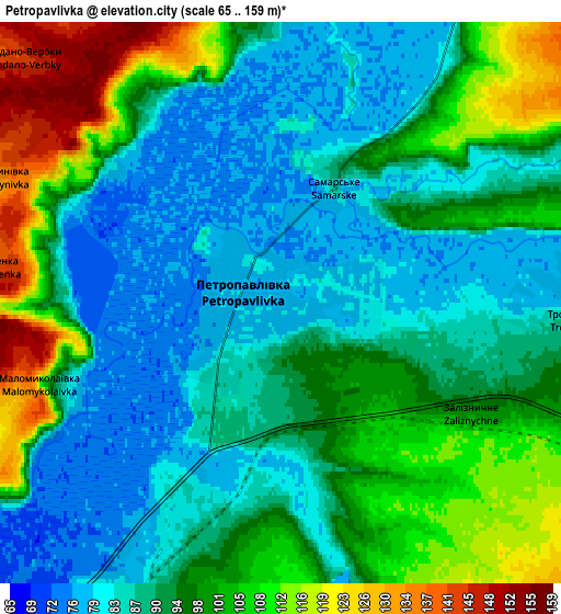 Zoom OUT 2x Petropavlivka, Ukraine elevation map